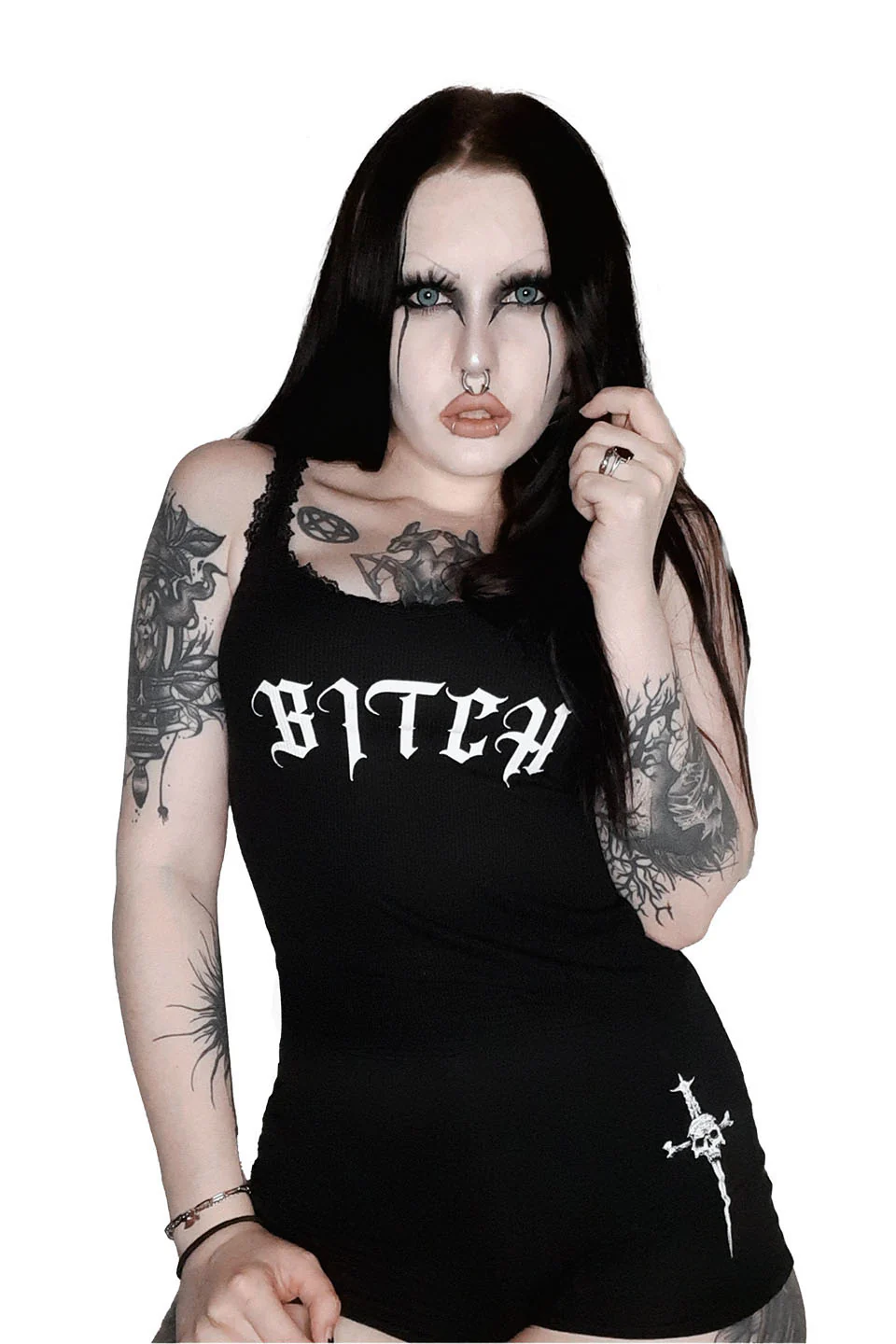 BITCH LACE TRIM TANK