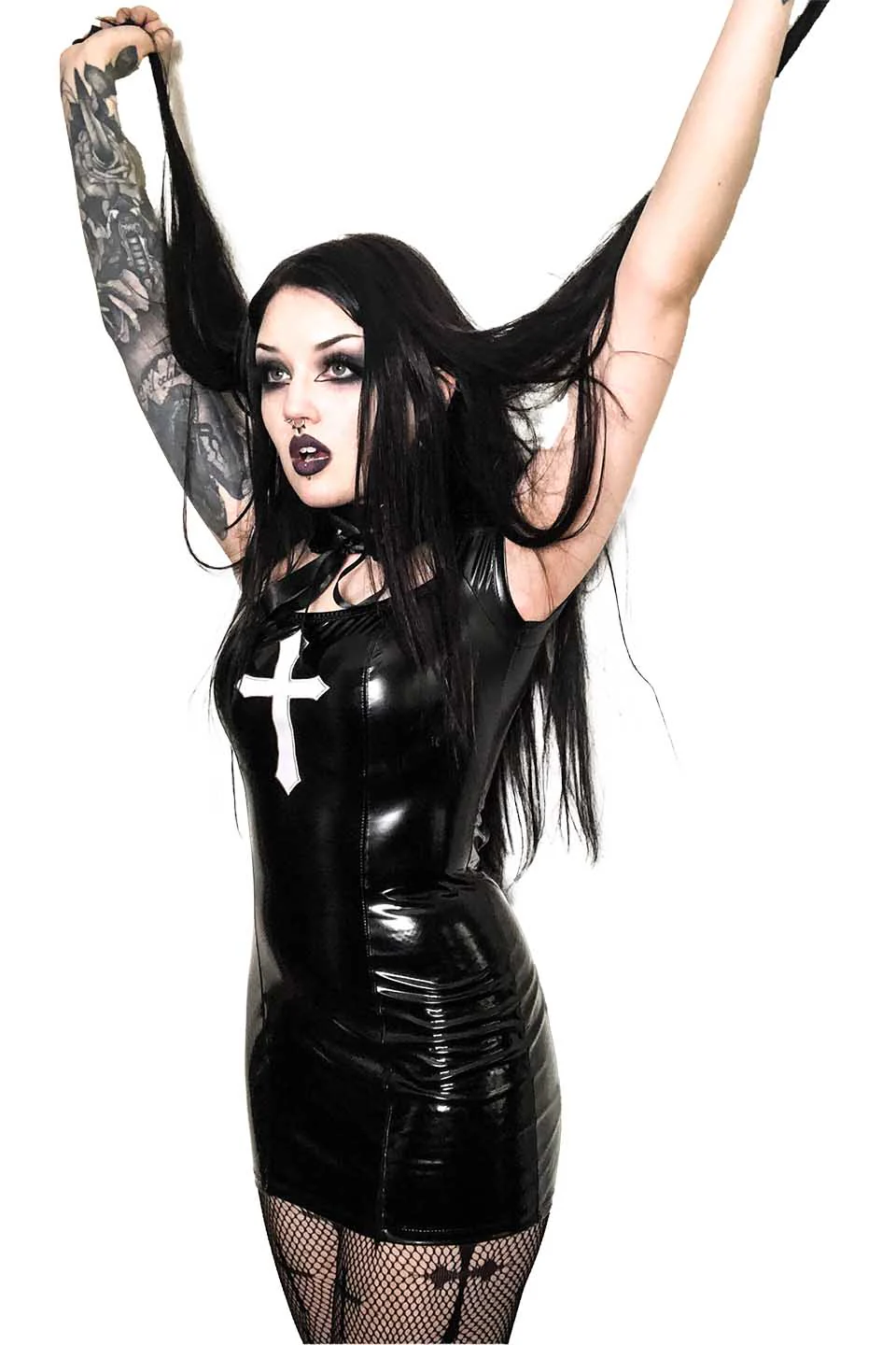 Black Vinyl Houses of the Holy Wicked Sinner Cross Dress - Image 3