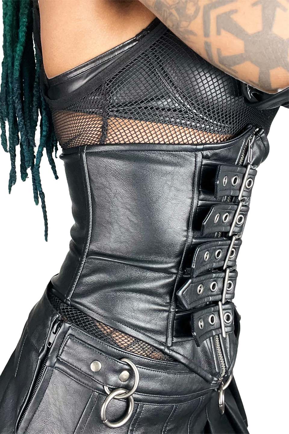 Classic Waist Cincher in Matte Black Vegan Leather - Image 6