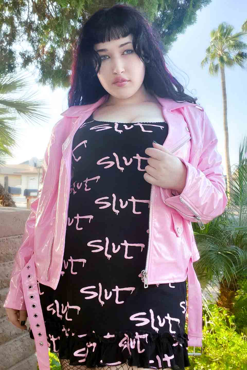 Classic Vinyl Moto Jacket Pink - Image 9