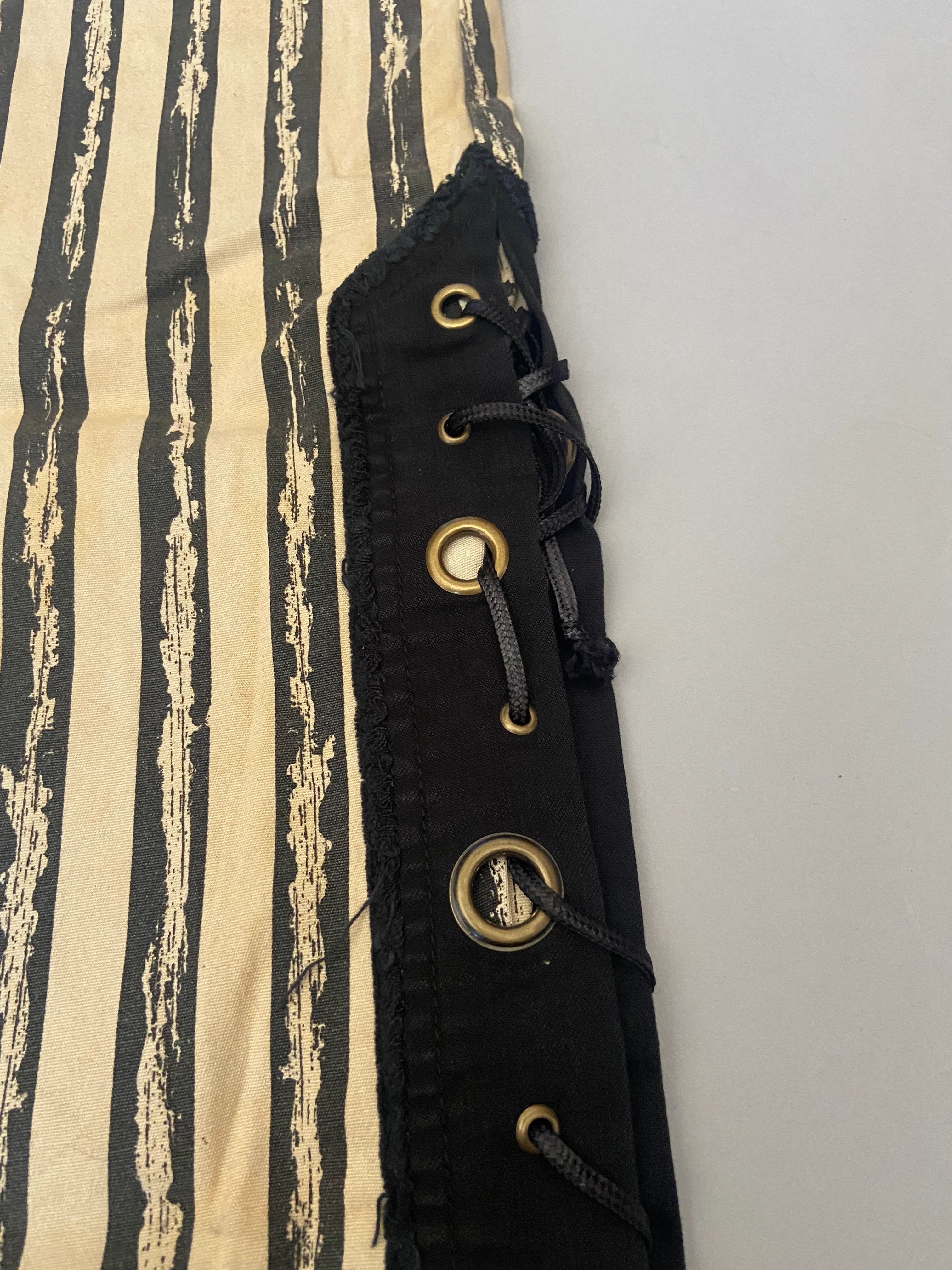Men's Cream & Black Vertical Stripe Steampunk Pant - size 34 - Image 2
