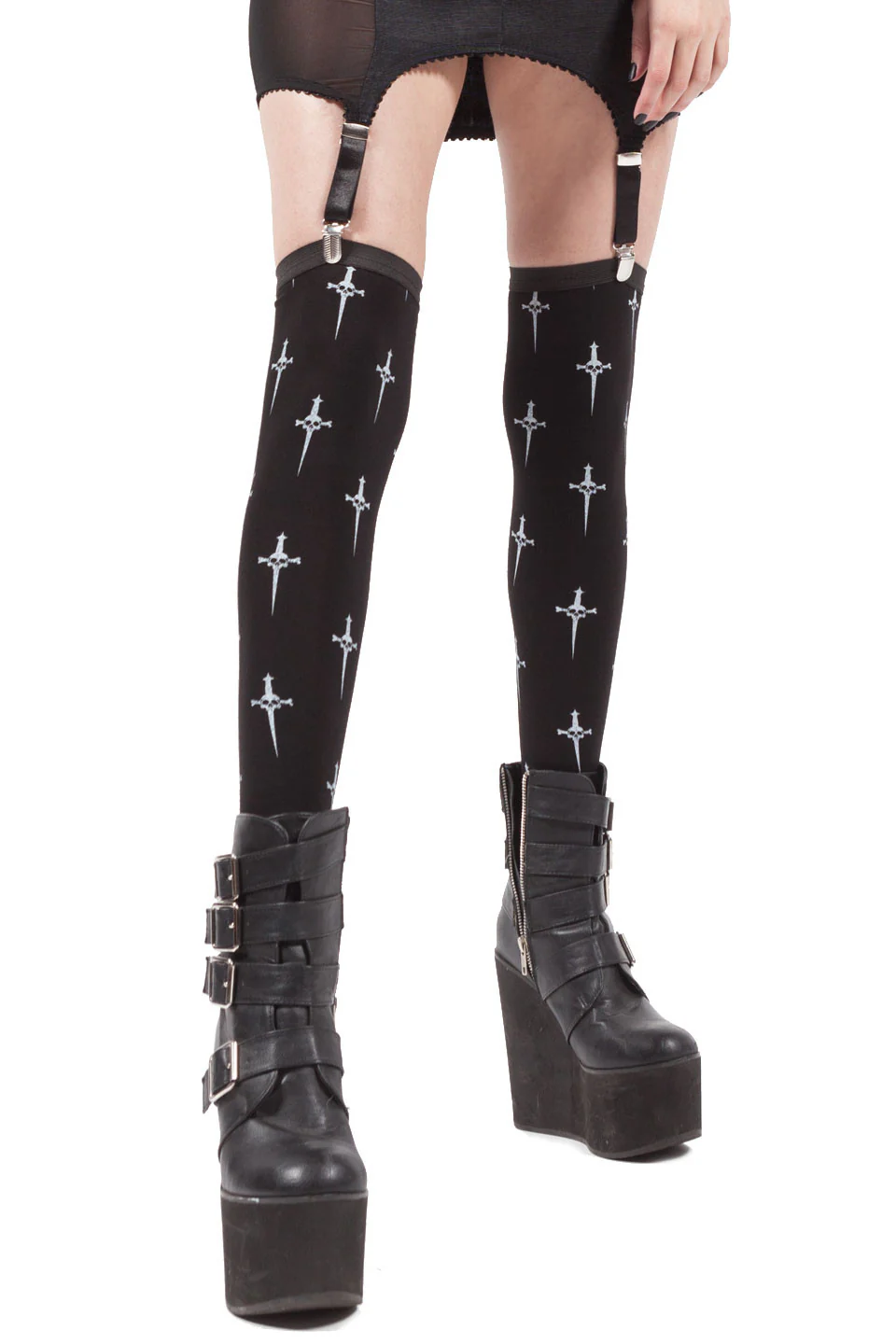 Dagger Print Thigh High Socks - Image 3