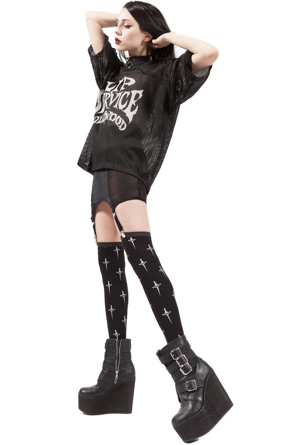 Dagger Print Thigh High Socks - Image 6