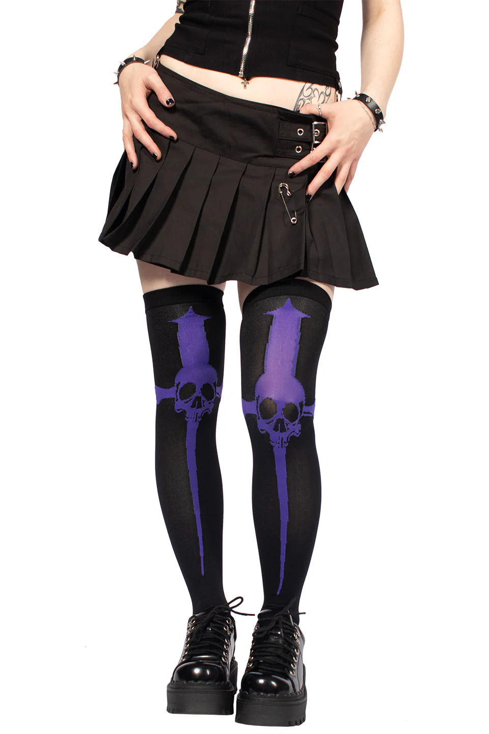 Dagger Thigh High Socks Purple - Image 2