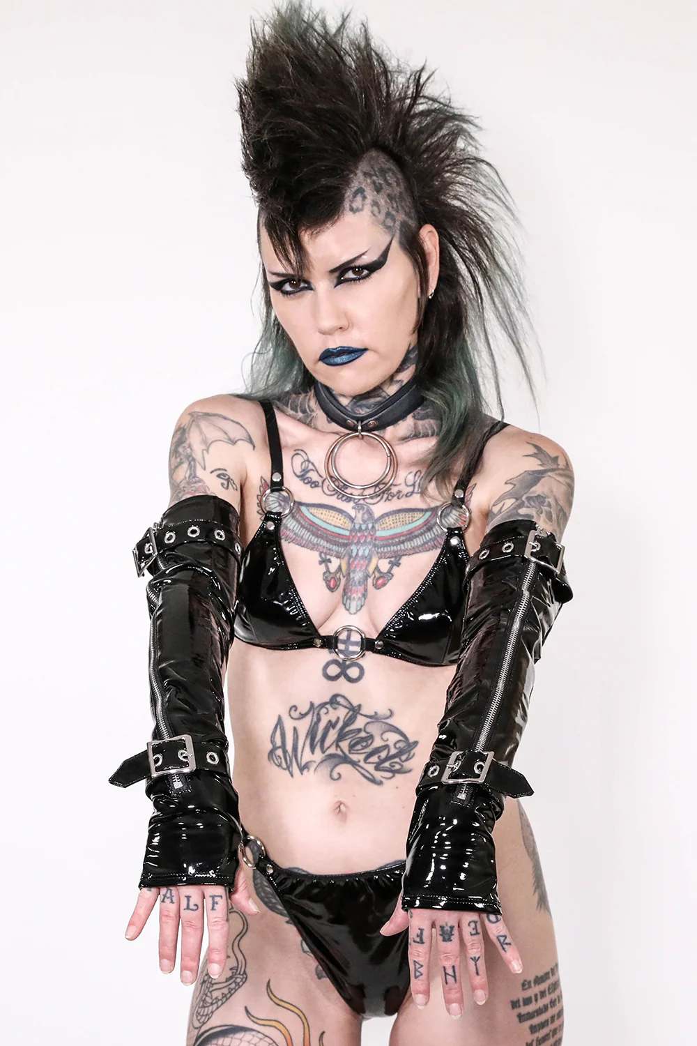 Elbow Length Fingerless PVC Gloves - Image 4