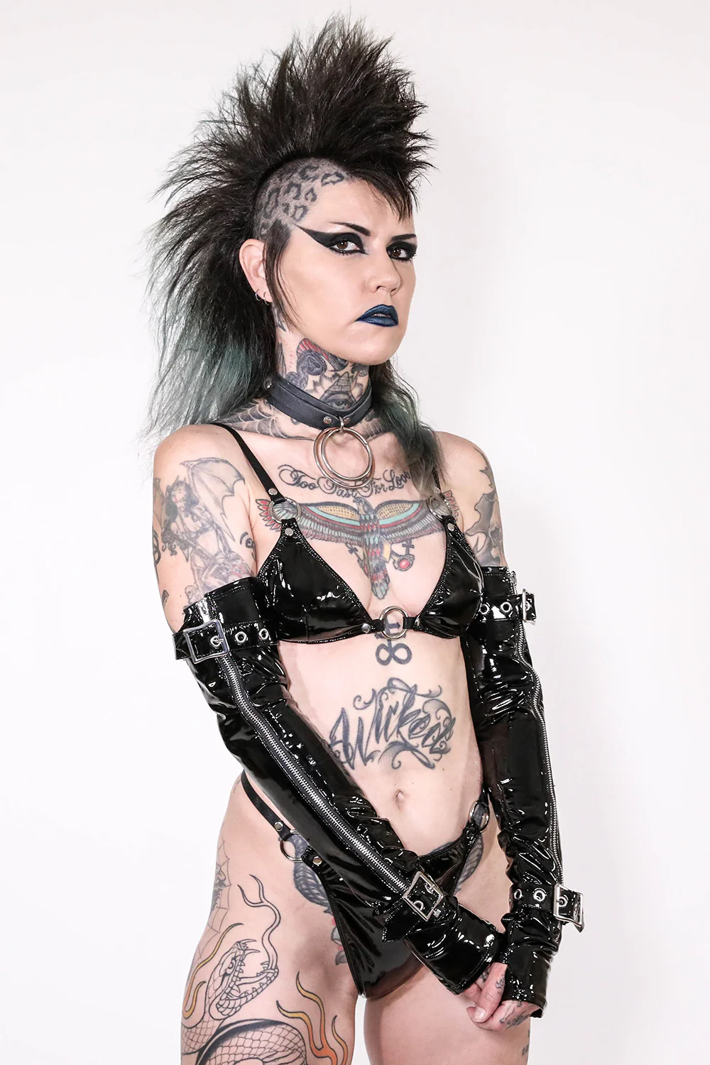 Elbow Length Fingerless PVC Gloves - Image 5
