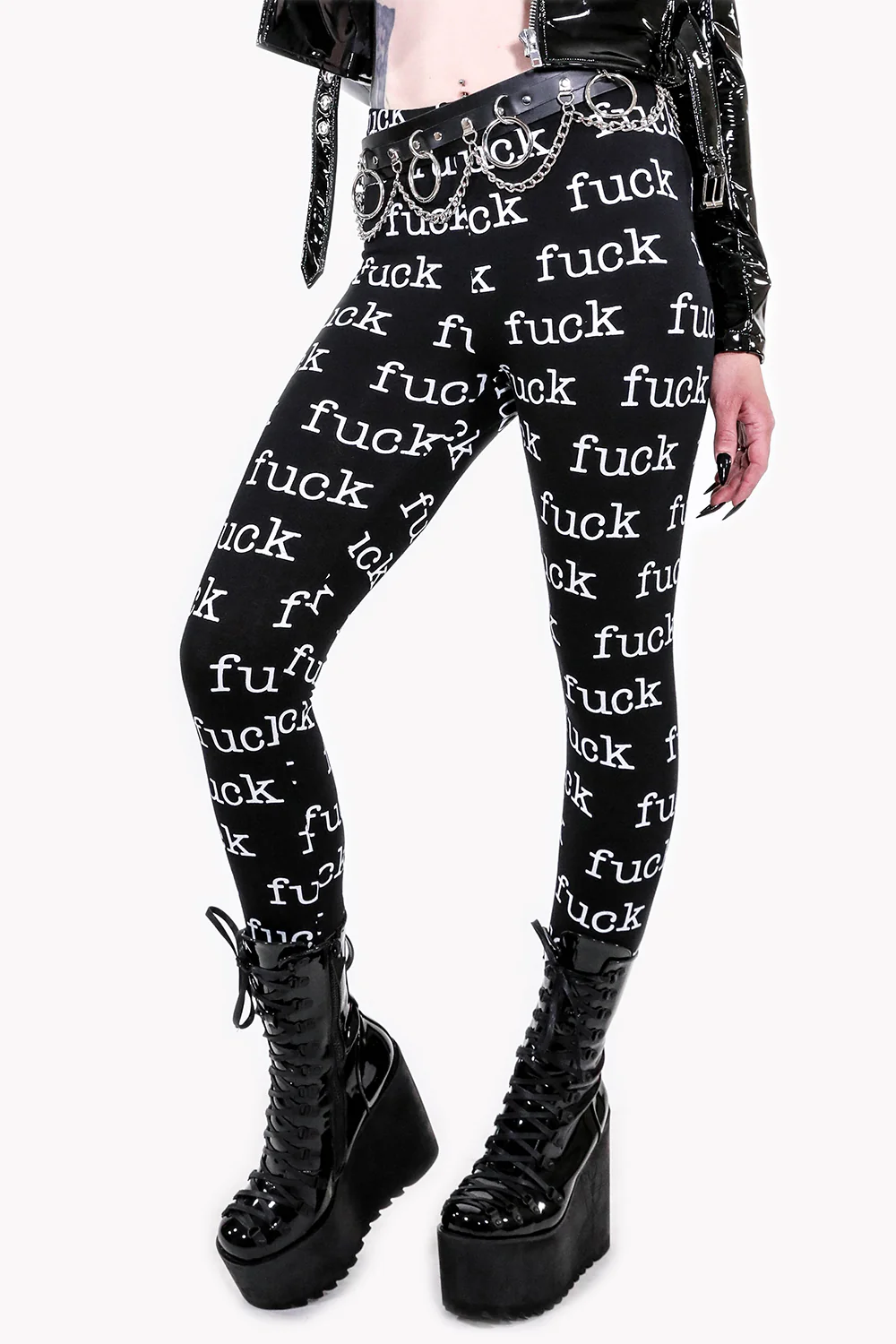 FUCK Print Leggings - Image 3