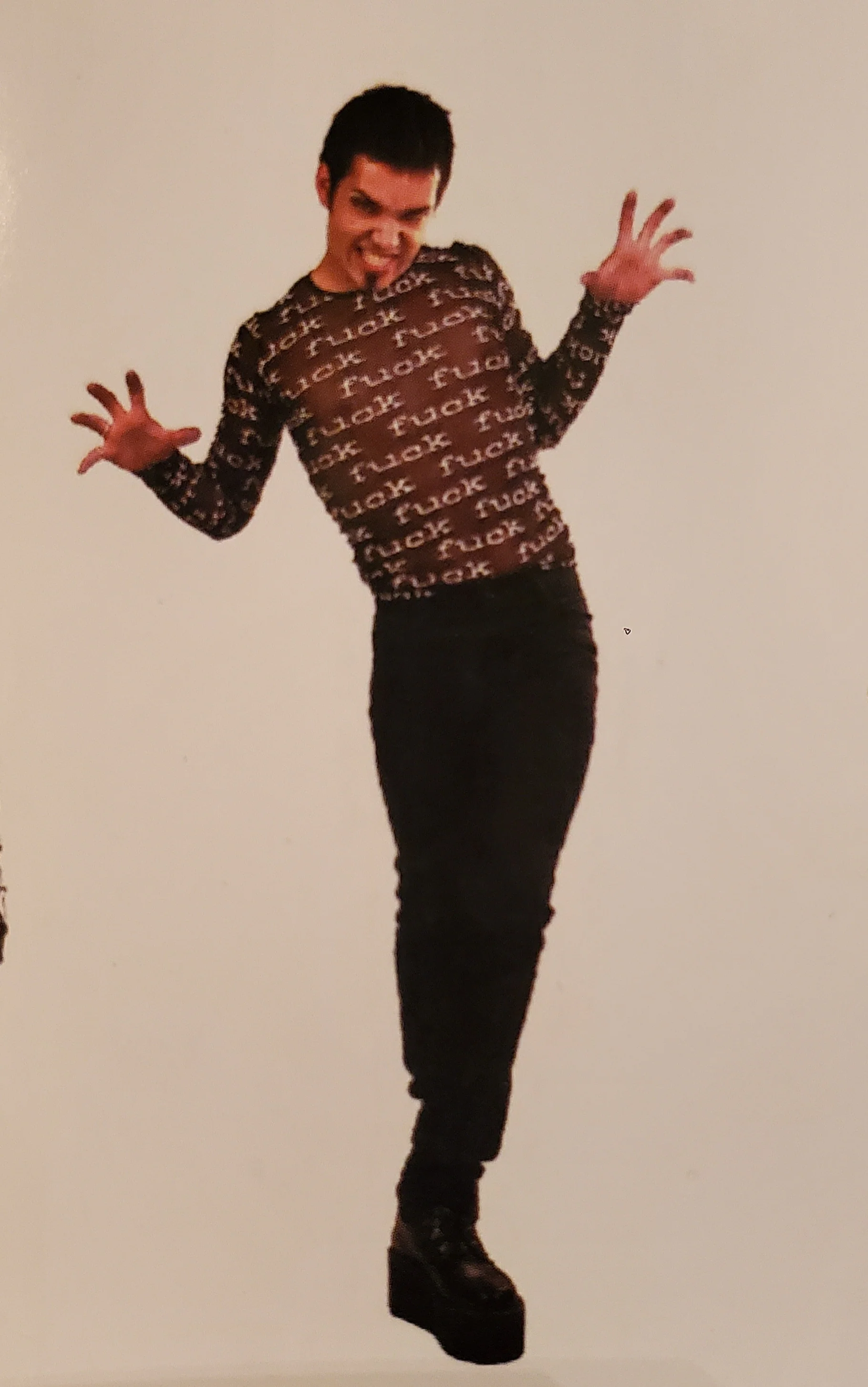 FUCK Print Sheer Mesh Long Sleeve Top - Image 8