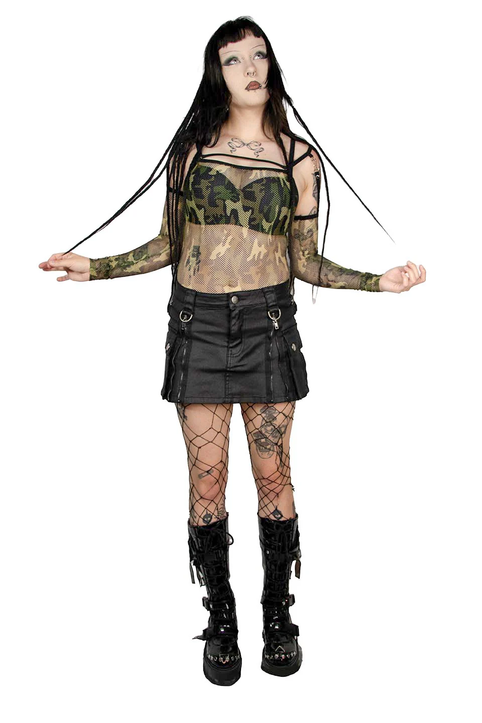 Future Division Industrial Love Waxed Cargo Mini Skirt - Image 5