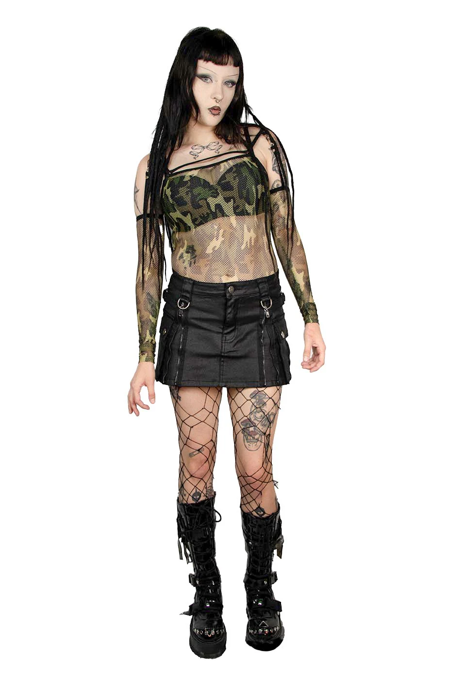 Future Division Industrial Love Waxed Cargo Mini Skirt - Image 6