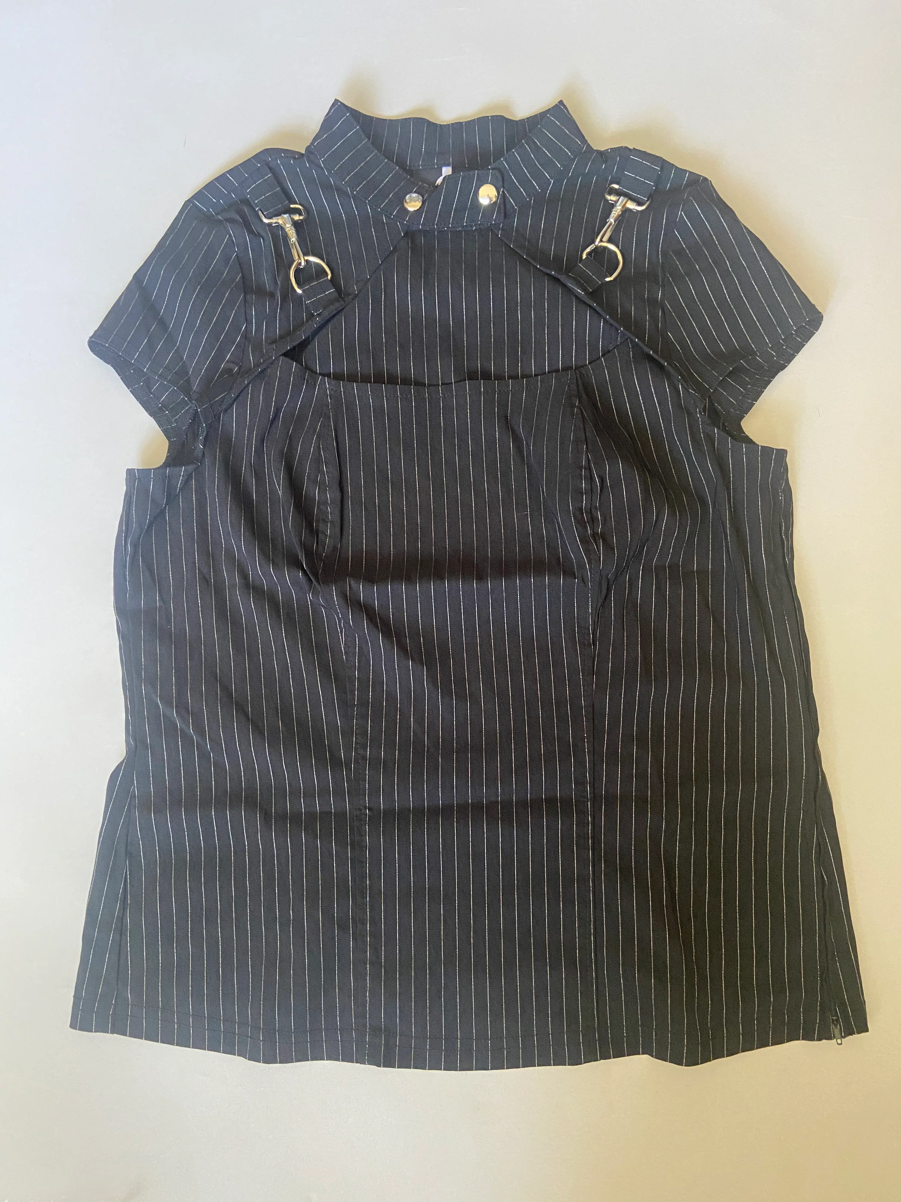Gangsta Pranksta Black & White Pinstripe Top - size 1X