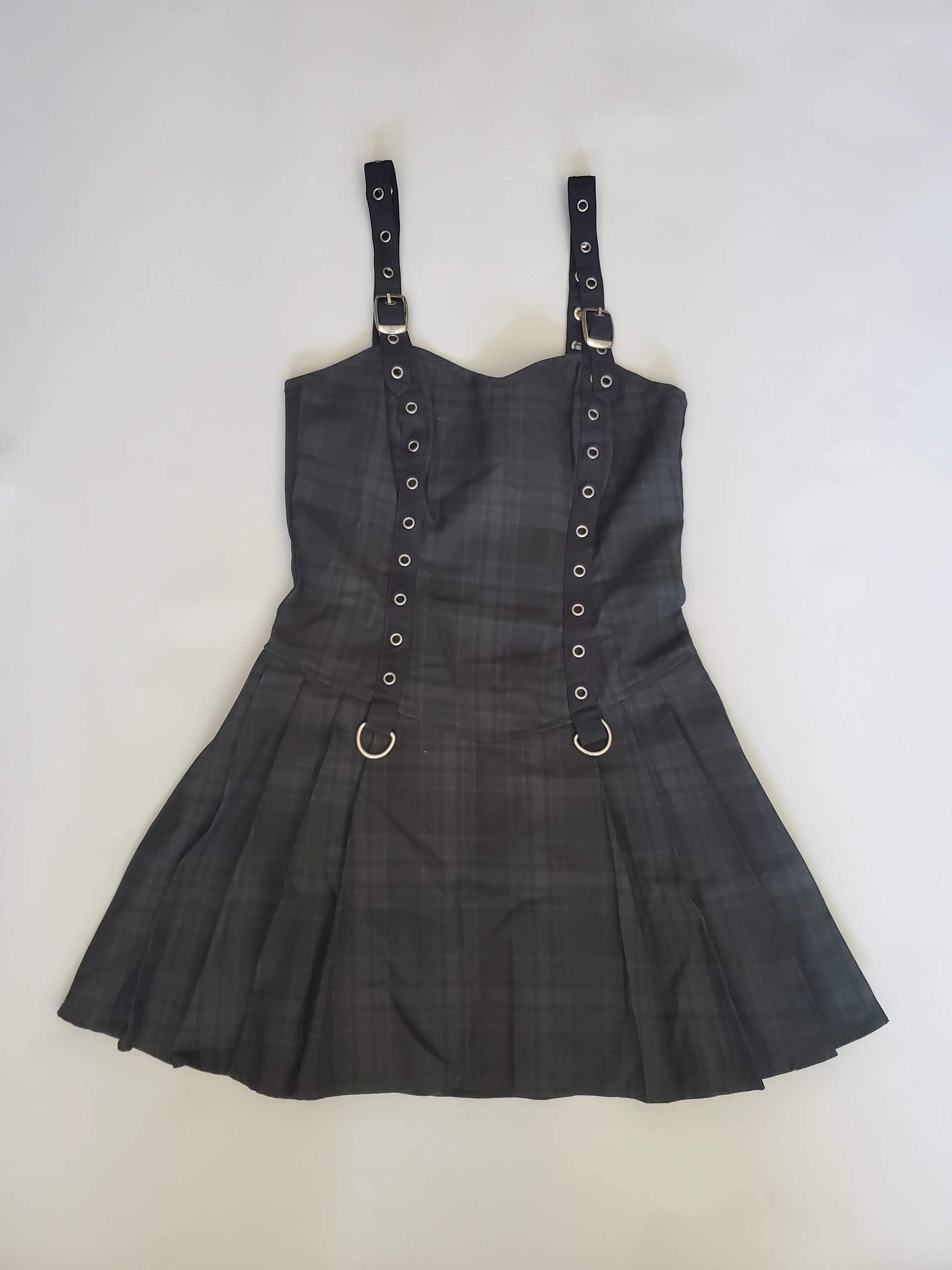 Green Swatch Overdyed Plaid Punk & Disorderly Dress