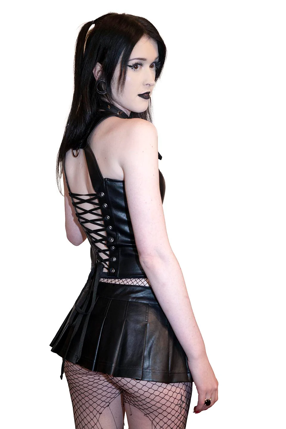 Hardcore Classic Bustier Black Matte PU Vegan Leather - Image 4