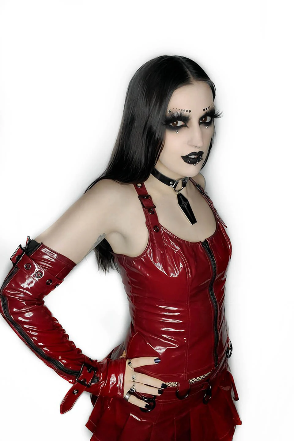 Hardcore Classic PVC Bustier in Vampire Red - Image 7