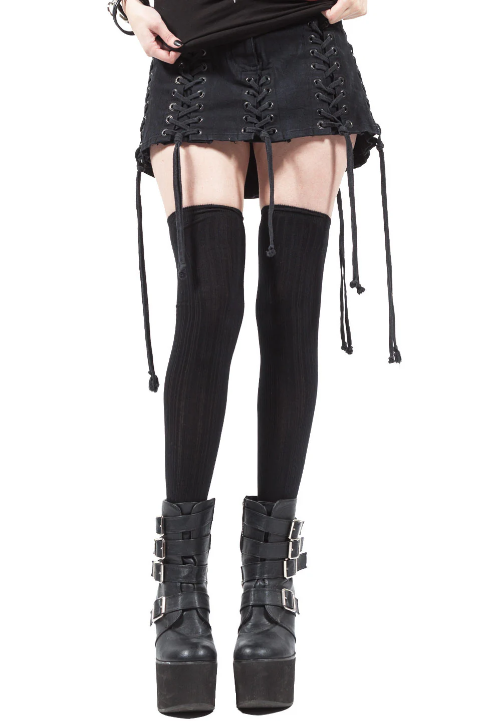 Lace Up Micro Mini Skirt