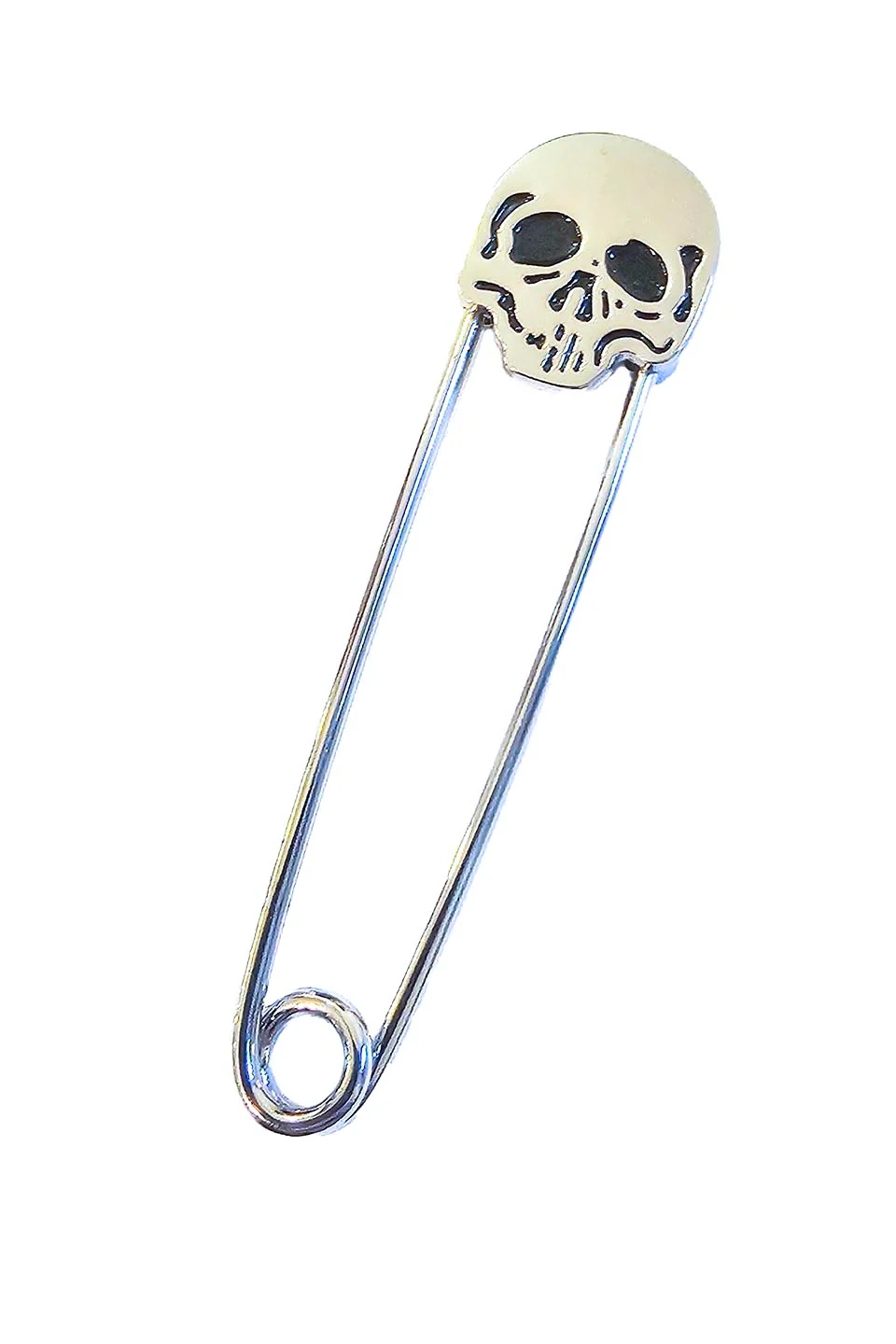 Lip Service Chrome and Black Enamel Skull Kilt Safety Pin - Image 3