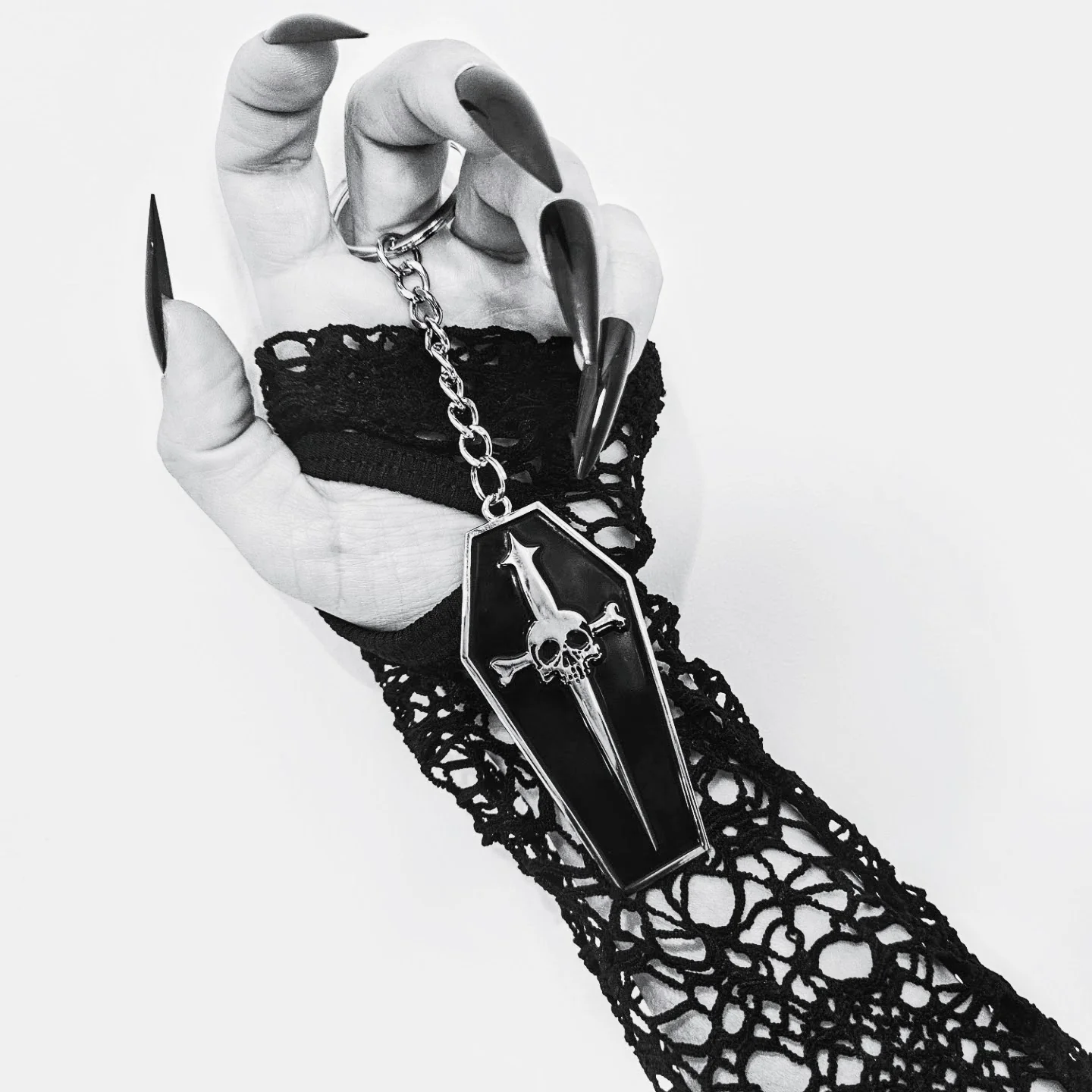 Lip Service Coffin Dagger Enamel Keychain - Image 3