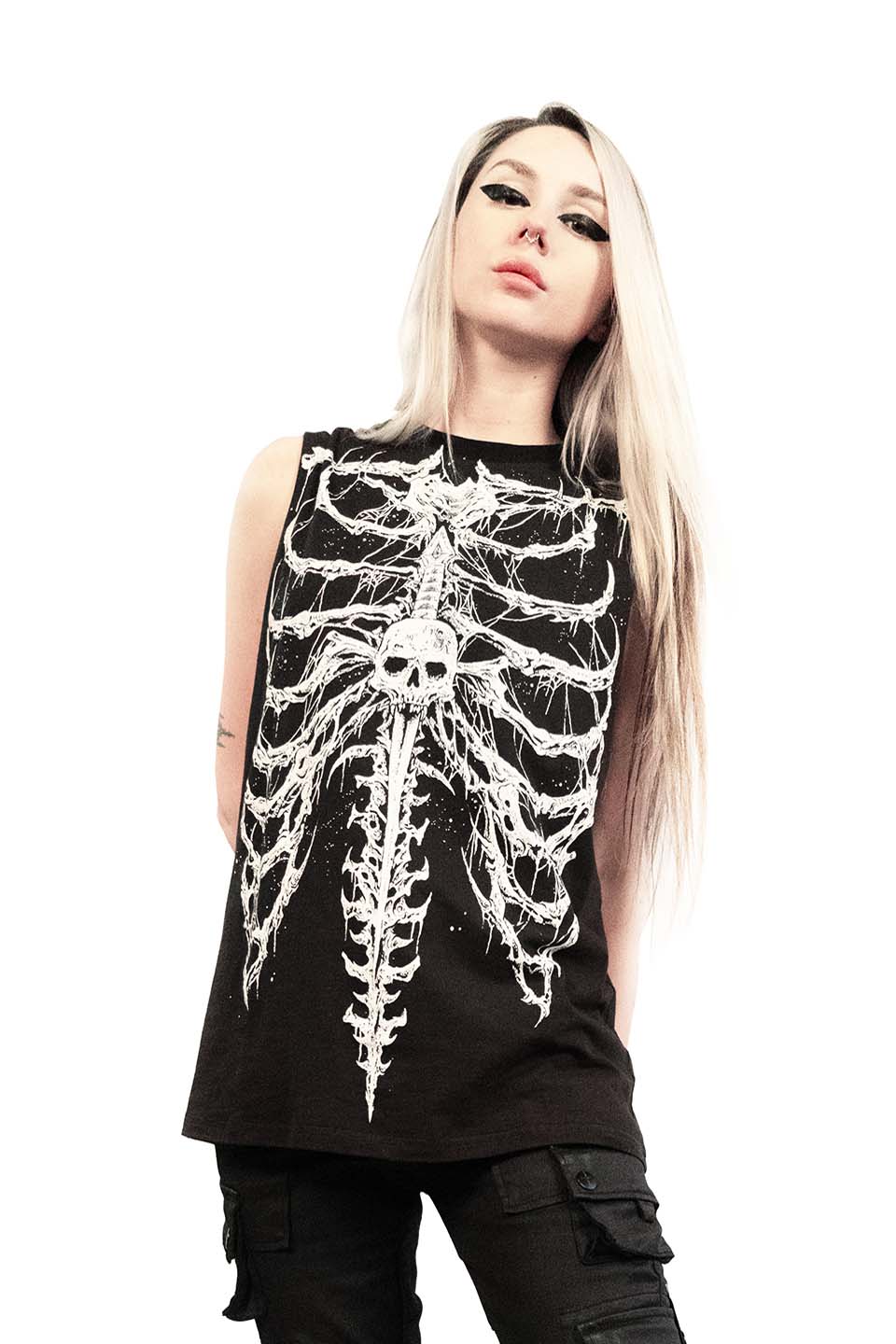 Dead Inside Rib Cage Sleeveless T-shirt - Image 7