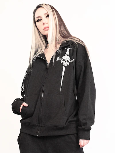 Lip Service Metal Dagger Zipper Hoodie - Image 3