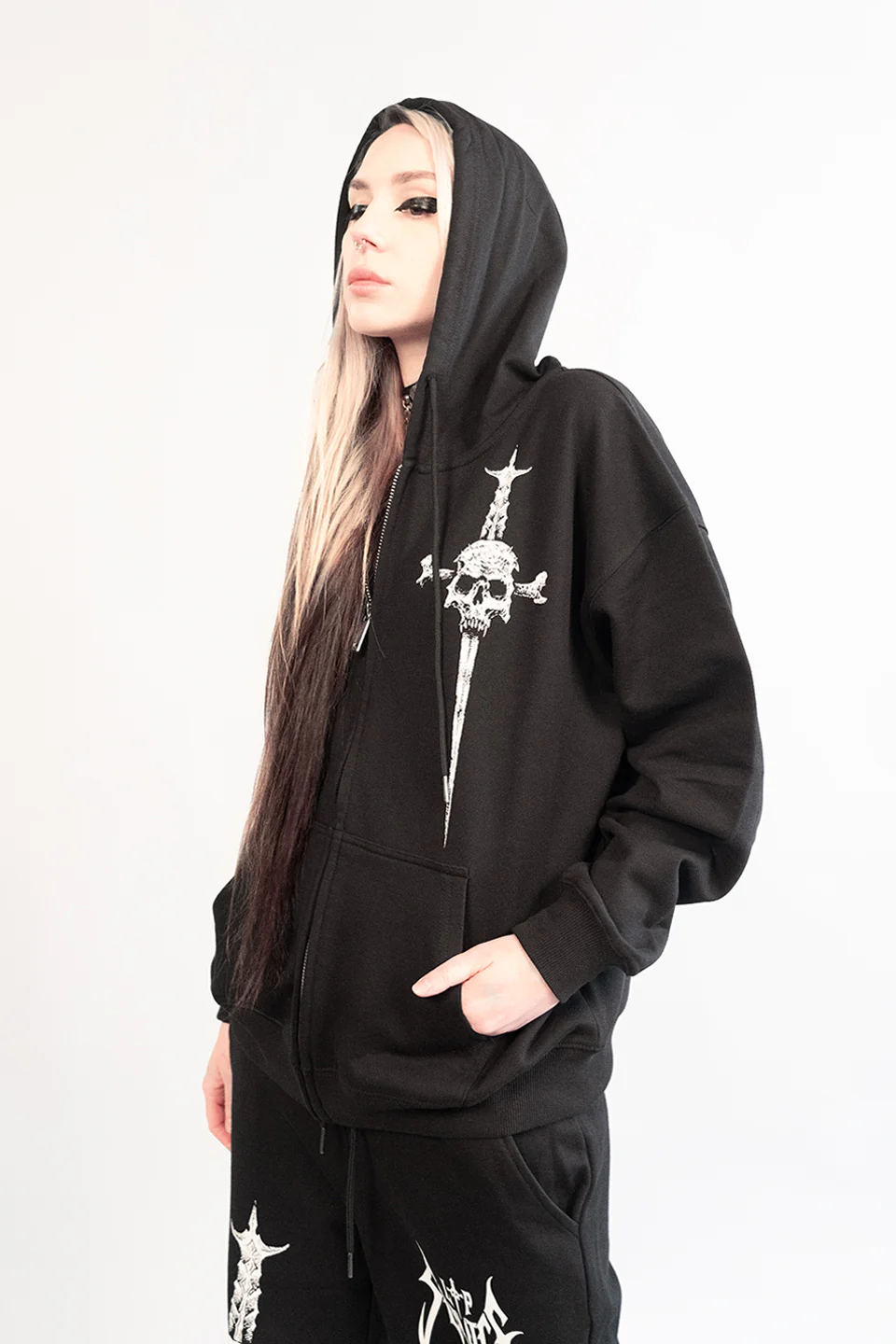 Lip Service Metal Dagger Zipper Hoodie - Image 4