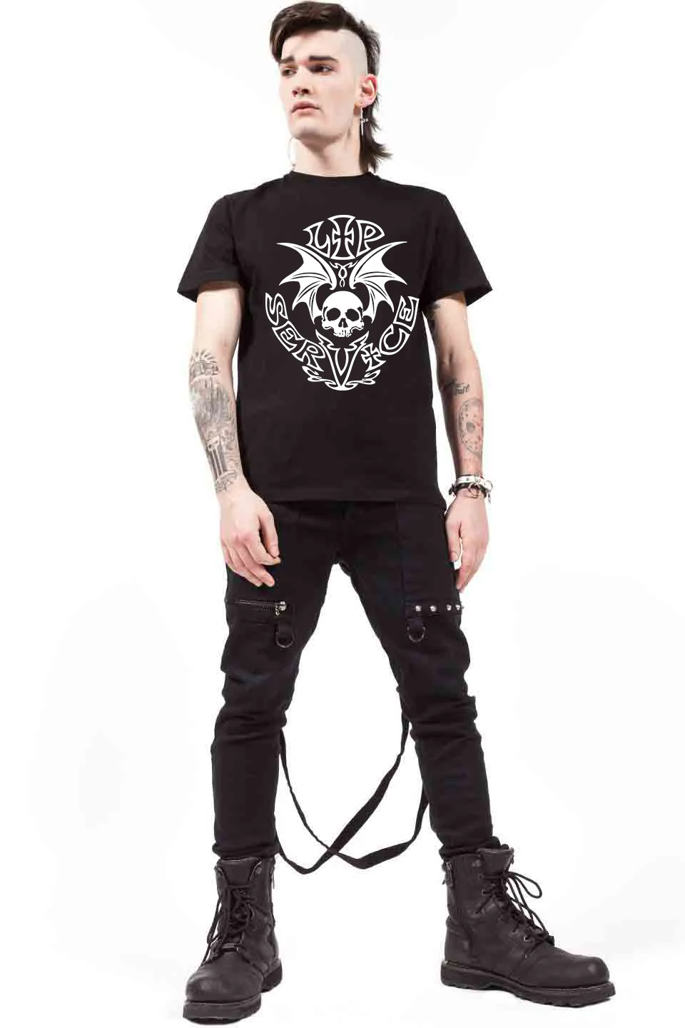 Lip Service Winged Skull T-shirt - Image 2