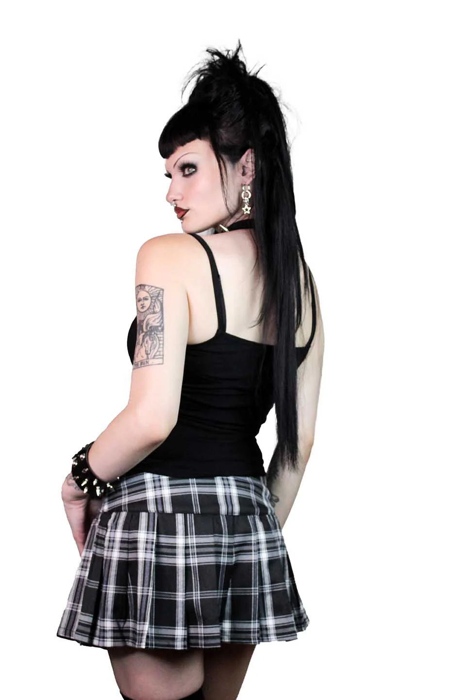 World's End Pleated Mini Skirt in Black Plaid - Image 15
