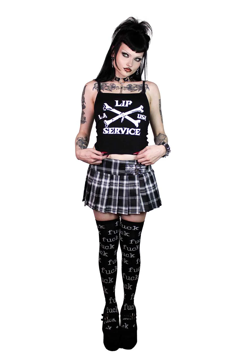 World's End Pleated Mini Skirt in Black Plaid - Image 3