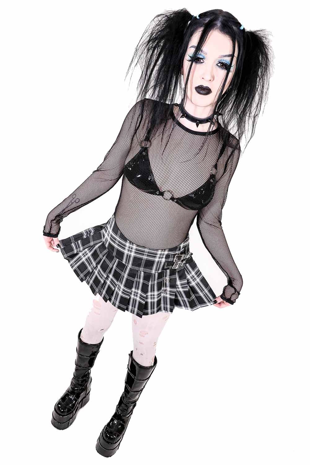 World's End Pleated Mini Skirt in Black Plaid - Image 6