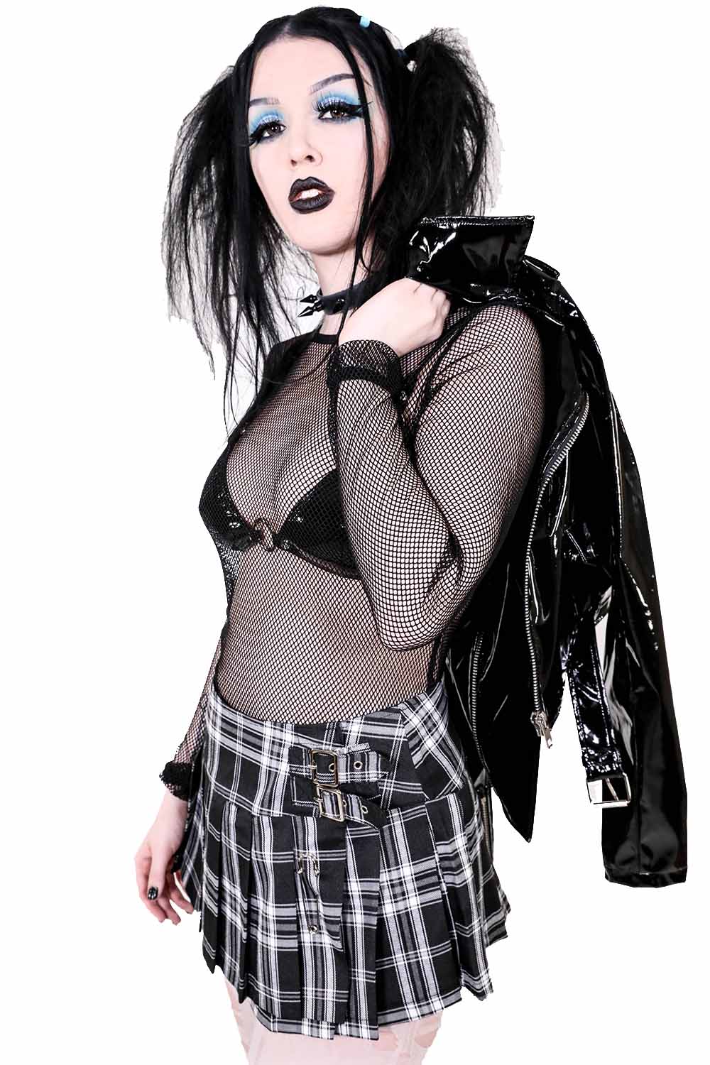 World's End Pleated Mini Skirt in Black Plaid - Image 9