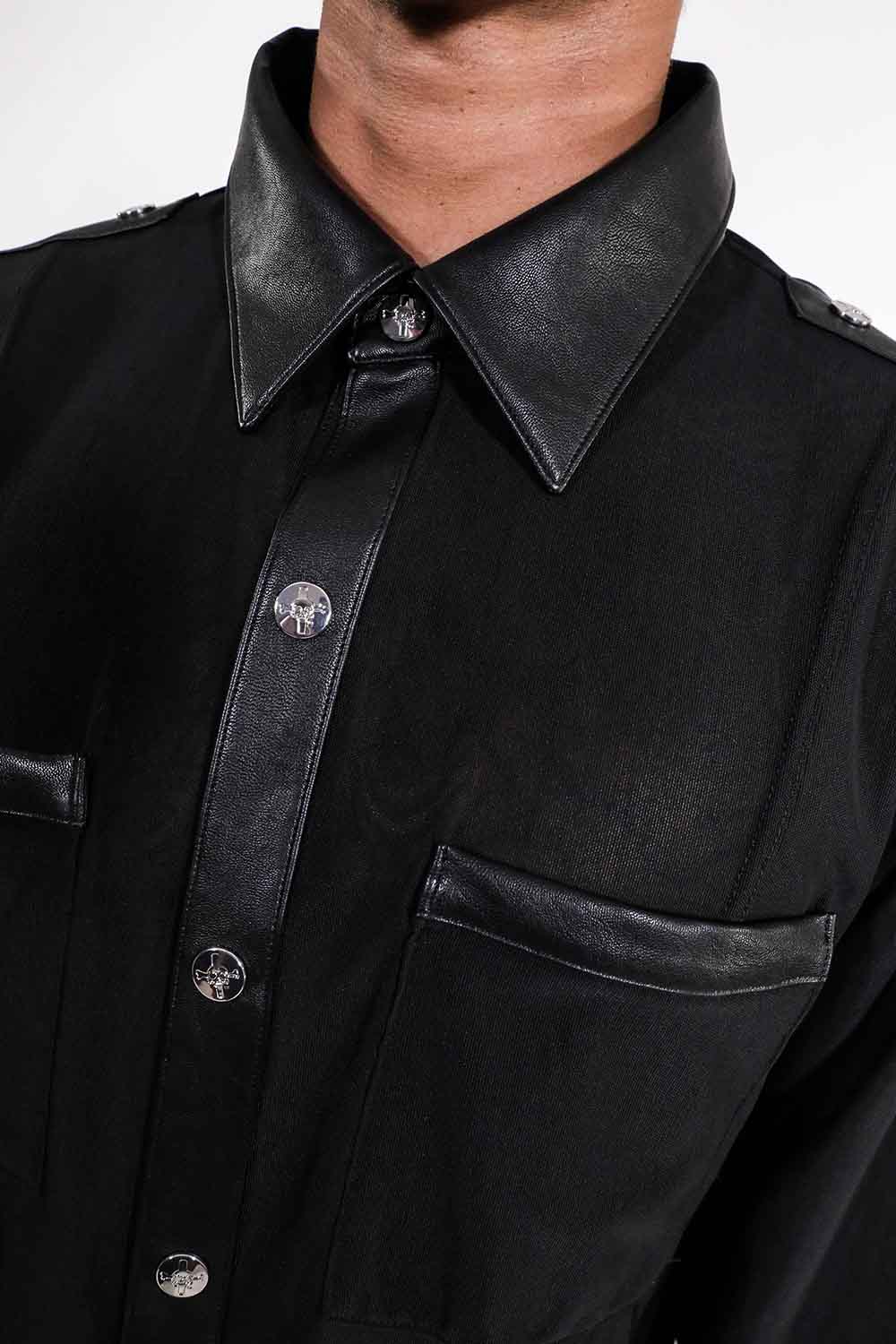Men's Long Sleeve Mesh Top with PU details - Image 5
