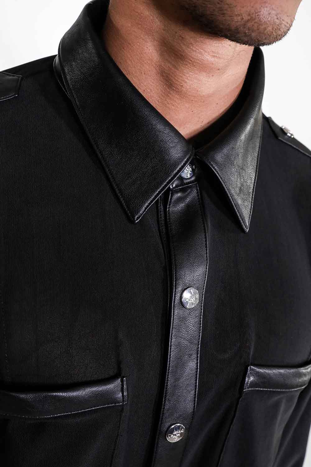 Men's Long Sleeve Mesh Top with PU details - Image 8