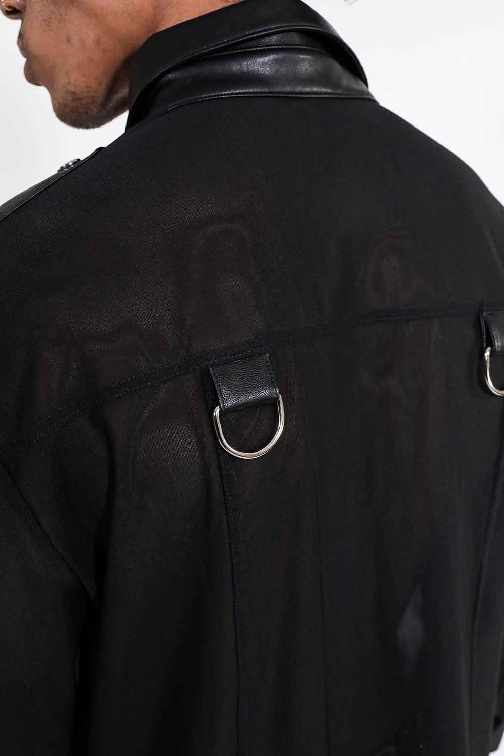 Men's Long Sleeve Mesh Top with PU details - Image 9