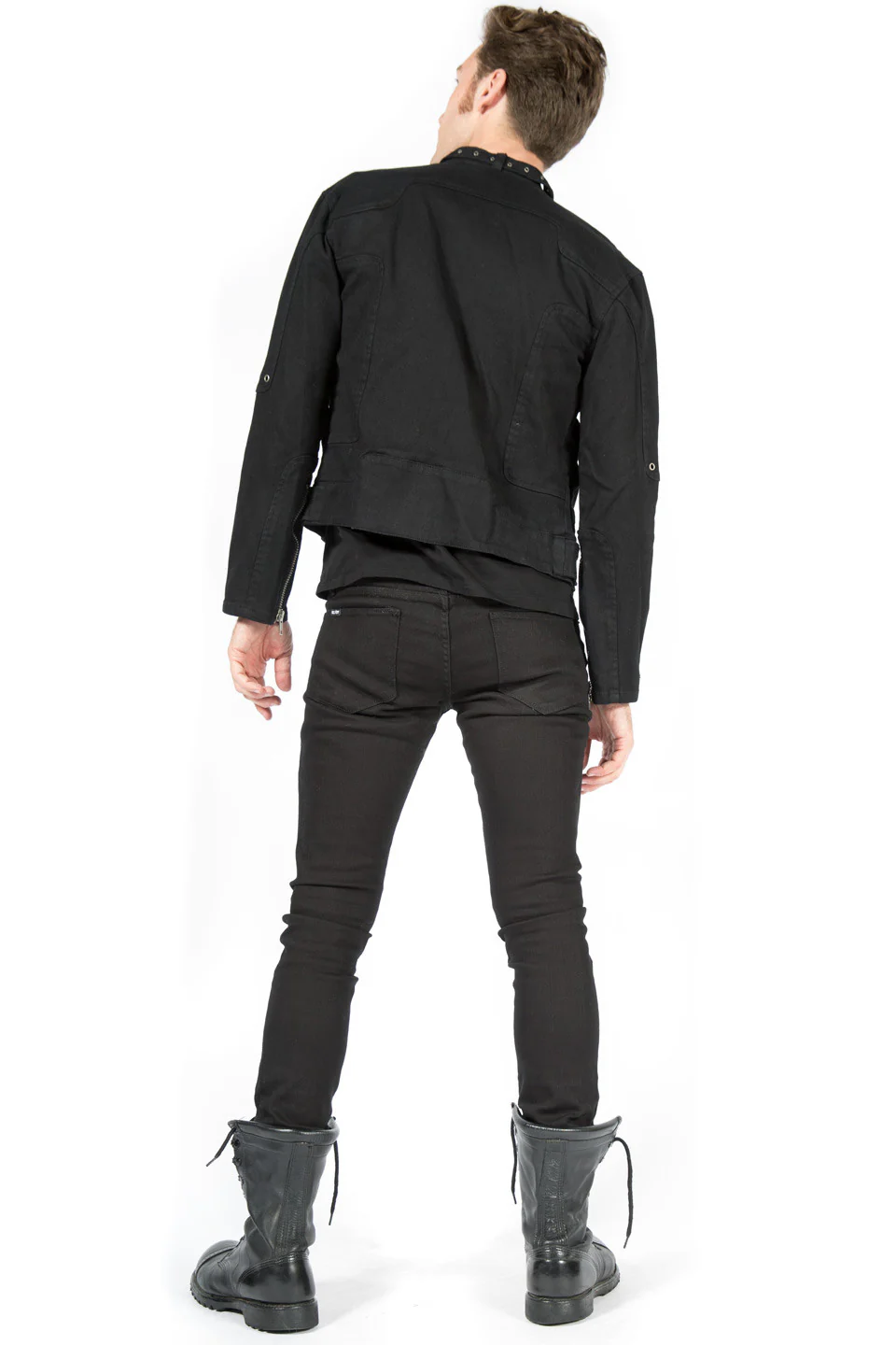 Black Snap Men's Biker Jacket - Image 2