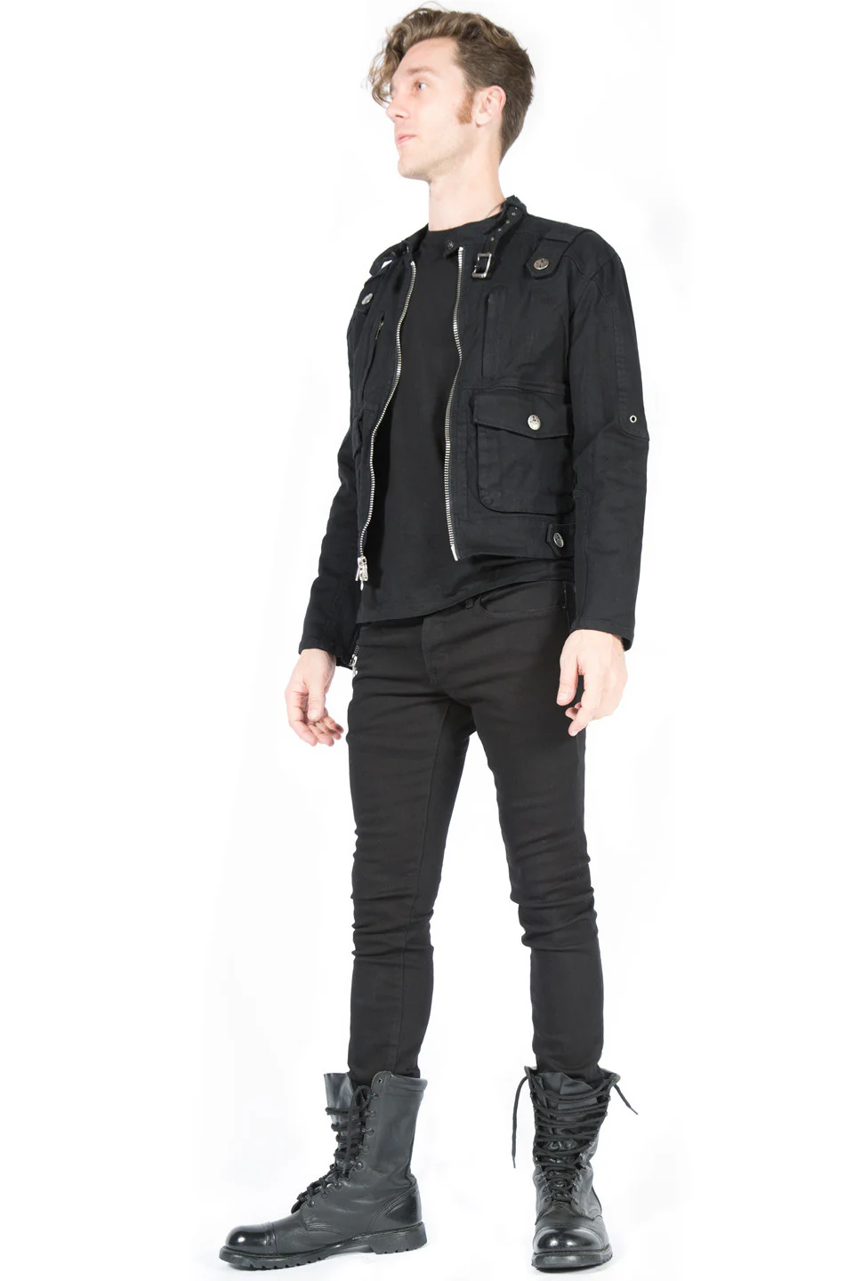 Black Snap Men's Biker Jacket - Image 4