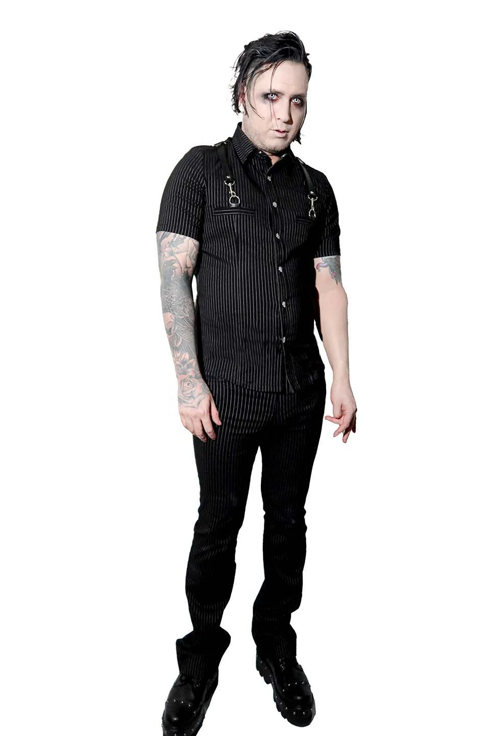 Men's Pinstriped Short Sleeve Gangsta Pranksta Shirt - The Fixer