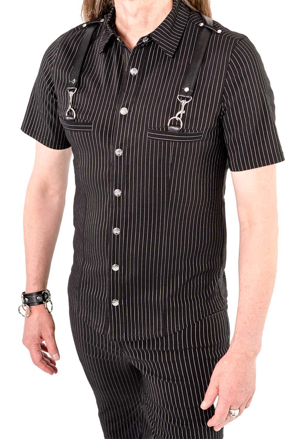 Men's Pinstriped Short Sleeve Gangsta Pranksta Shirt - The Fixer - Image 2