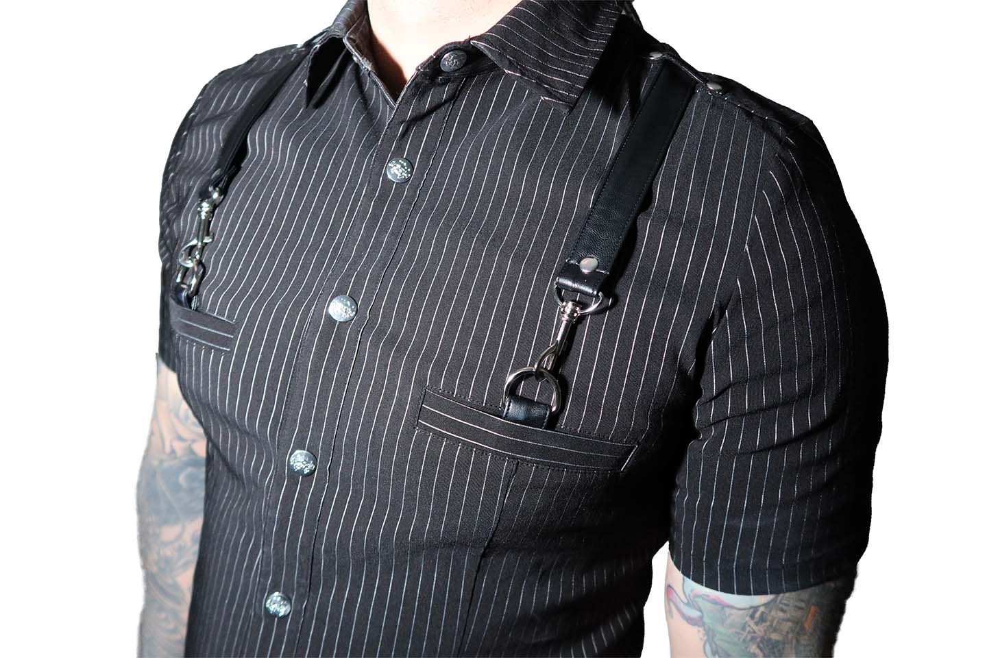 Men's Pinstriped Short Sleeve Gangsta Pranksta Shirt - The Fixer - Image 4
