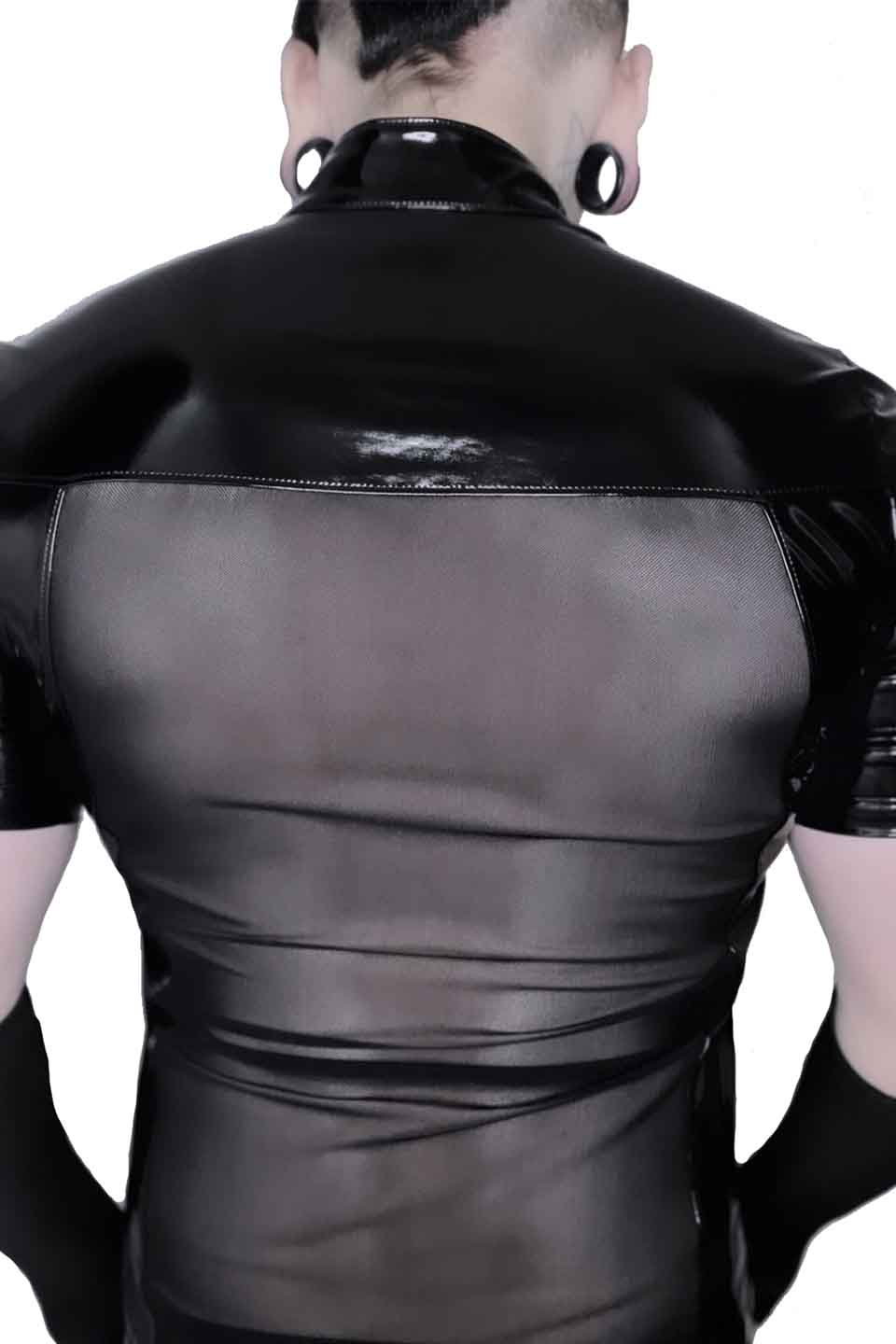 Men's Short Sleeve Vinyl PVC and Mesh Buckle Shirt - Image 3