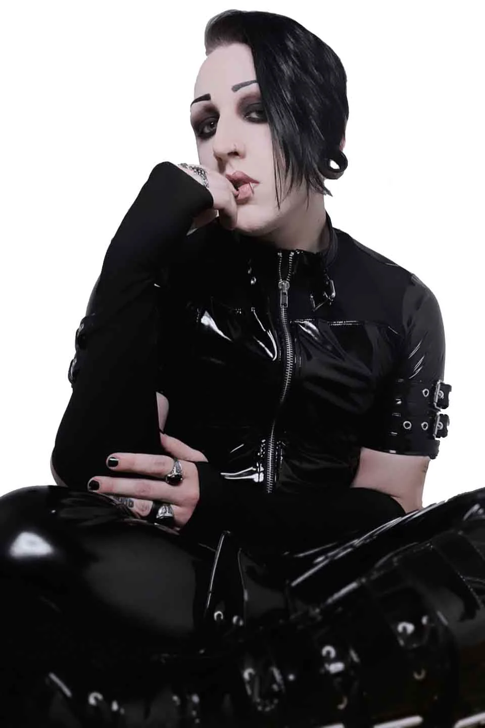 Men's Short Sleeve Vinyl PVC and Mesh Buckle Shirt - Image 6