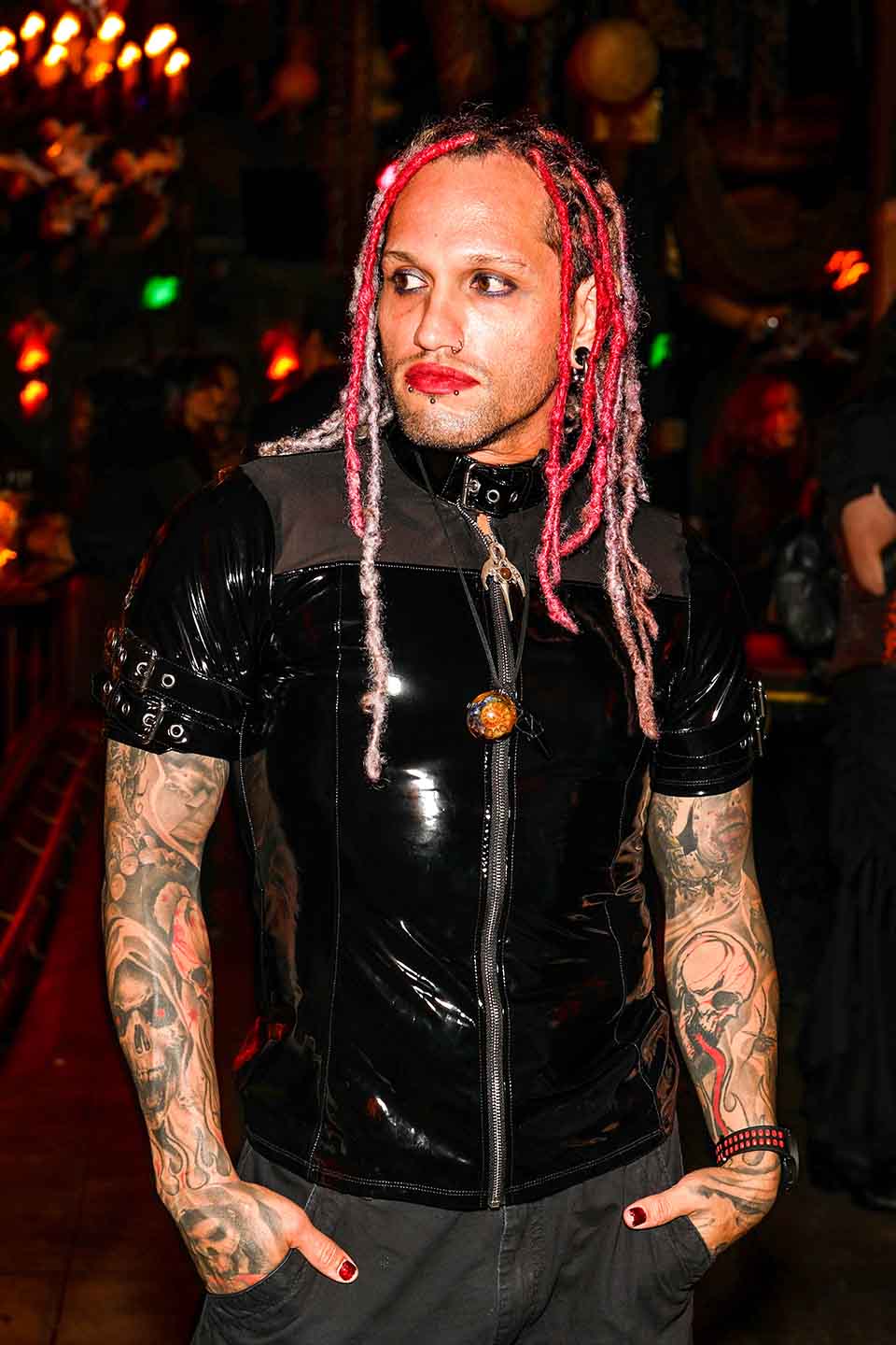 Men's Short Sleeve Vinyl PVC and Mesh Buckle Shirt - Image 7
