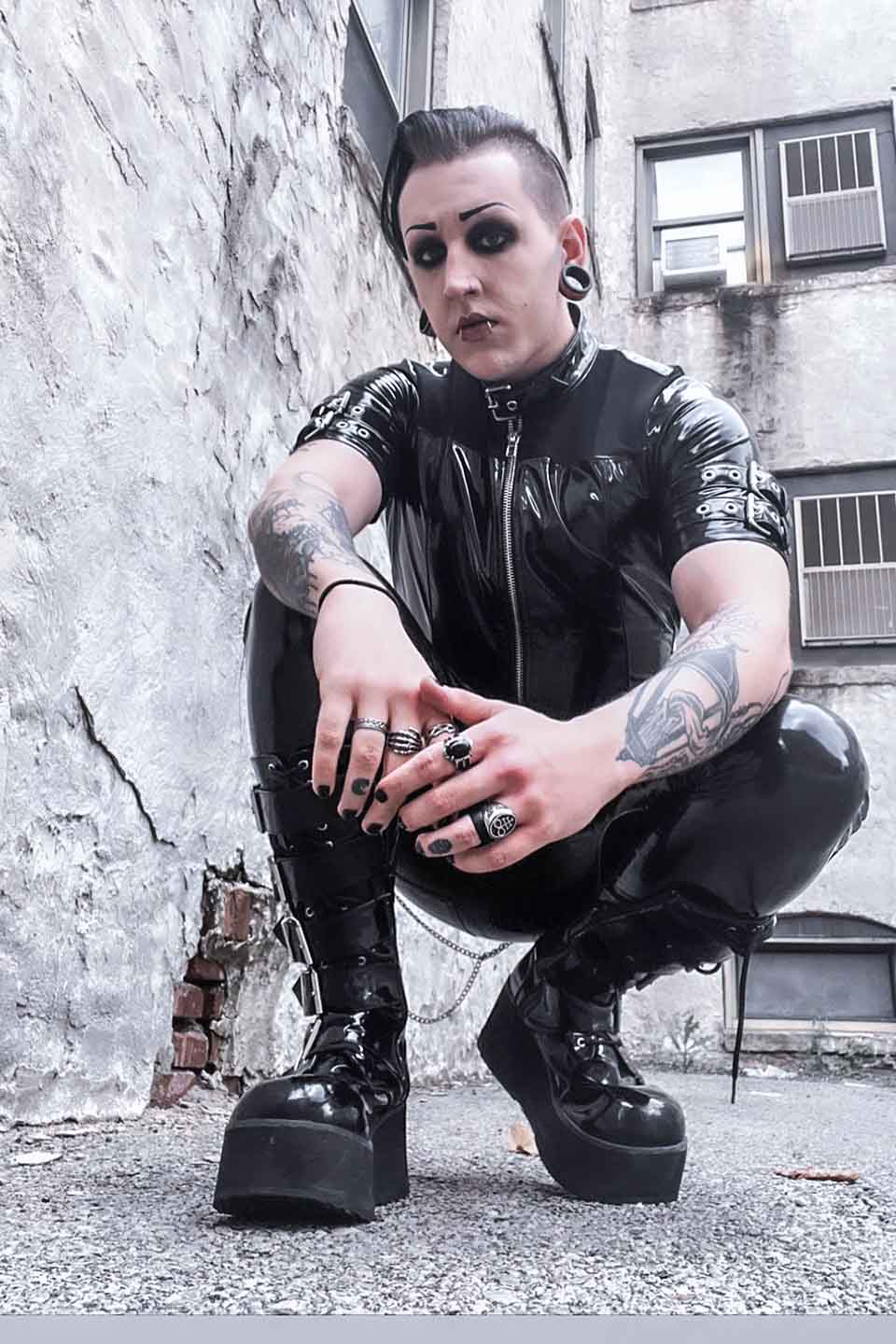 Men's Short Sleeve Vinyl PVC and Mesh Buckle Shirt - Image 9