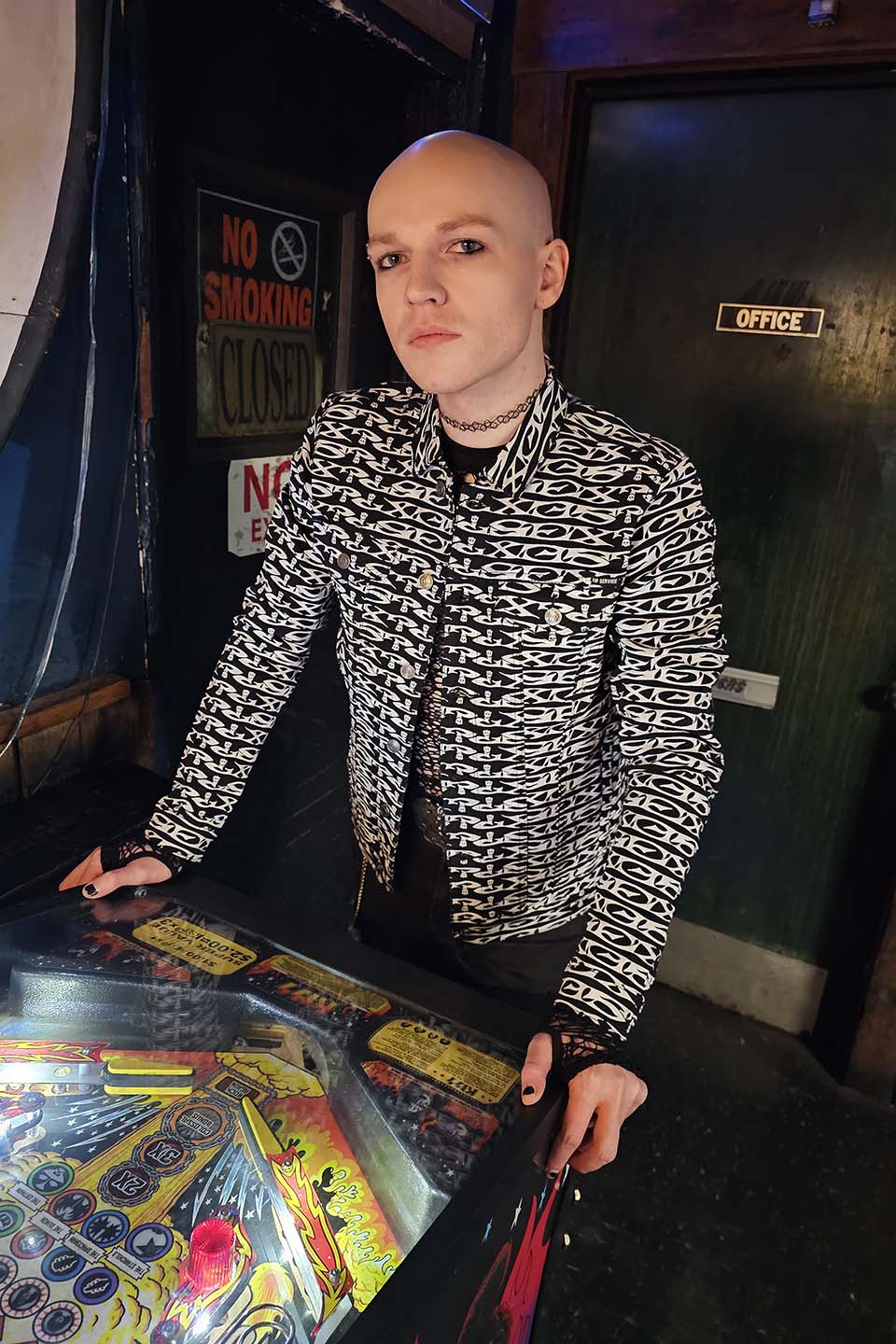 Men's Stretch Twill SEX? Print Trucker Jacket - Image 3