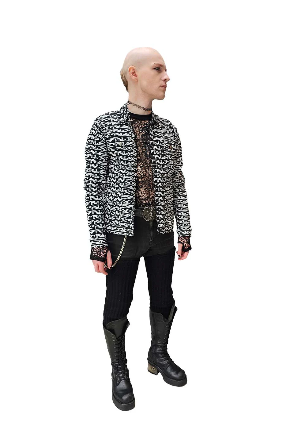 Men's Stretch Twill SEX? Print Trucker Jacket - Image 6