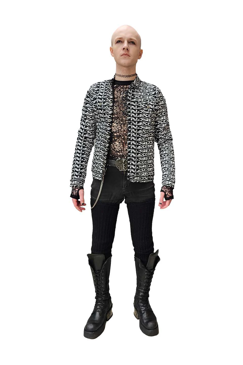 Men's Stretch Twill SEX? Print Trucker Jacket - Image 7