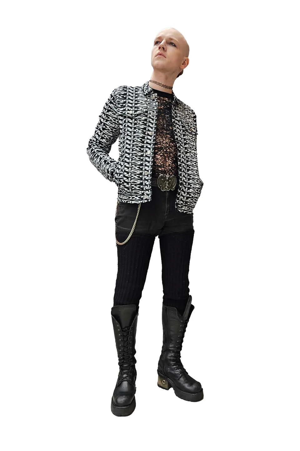 Men's Stretch Twill SEX? Print Trucker Jacket - Image 8