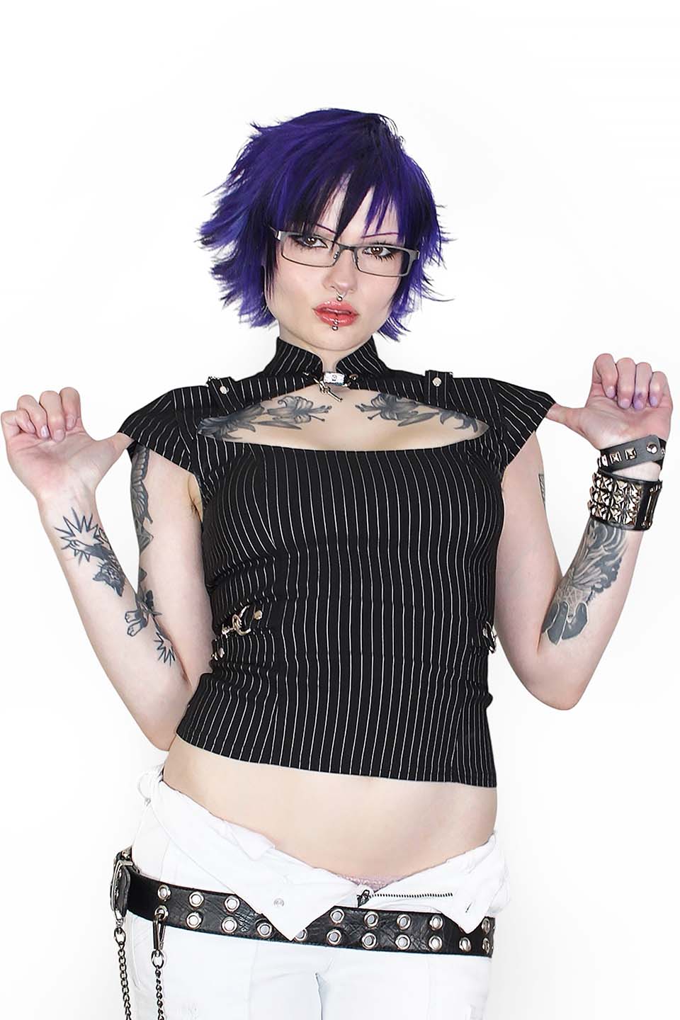 Pinstriped Gangsta Pranksta Lock Top - Image 2