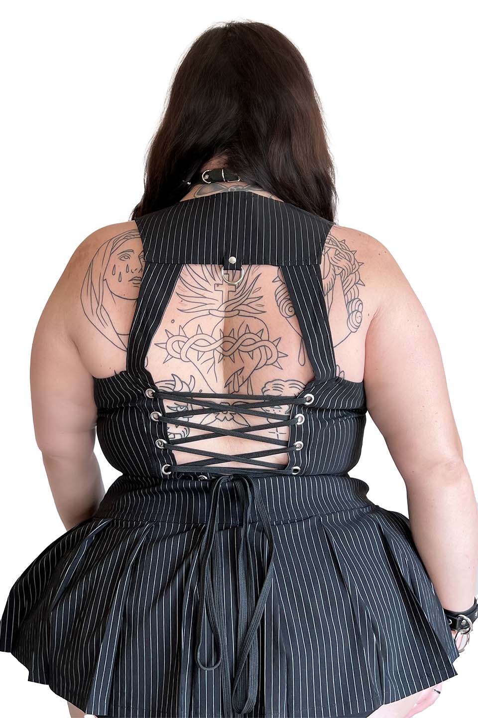 Pinstriped Gangsta Pranksta Pleated Skirt - Dita - Image 13
