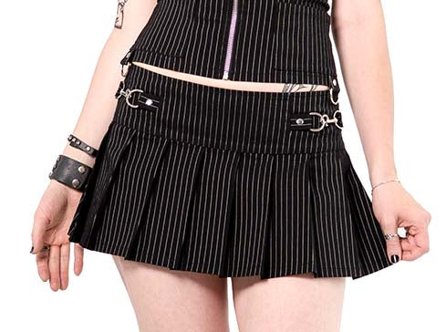 Pinstriped Gangsta Pranksta Pleated Skirt - Dita - Image 2