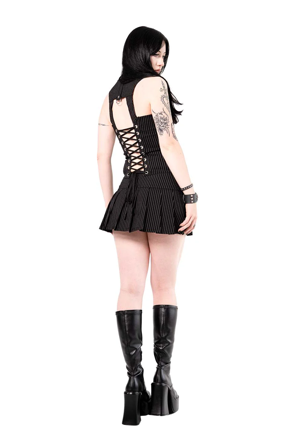 Pinstriped Gangsta Pranksta Pleated Skirt - Dita - Image 9