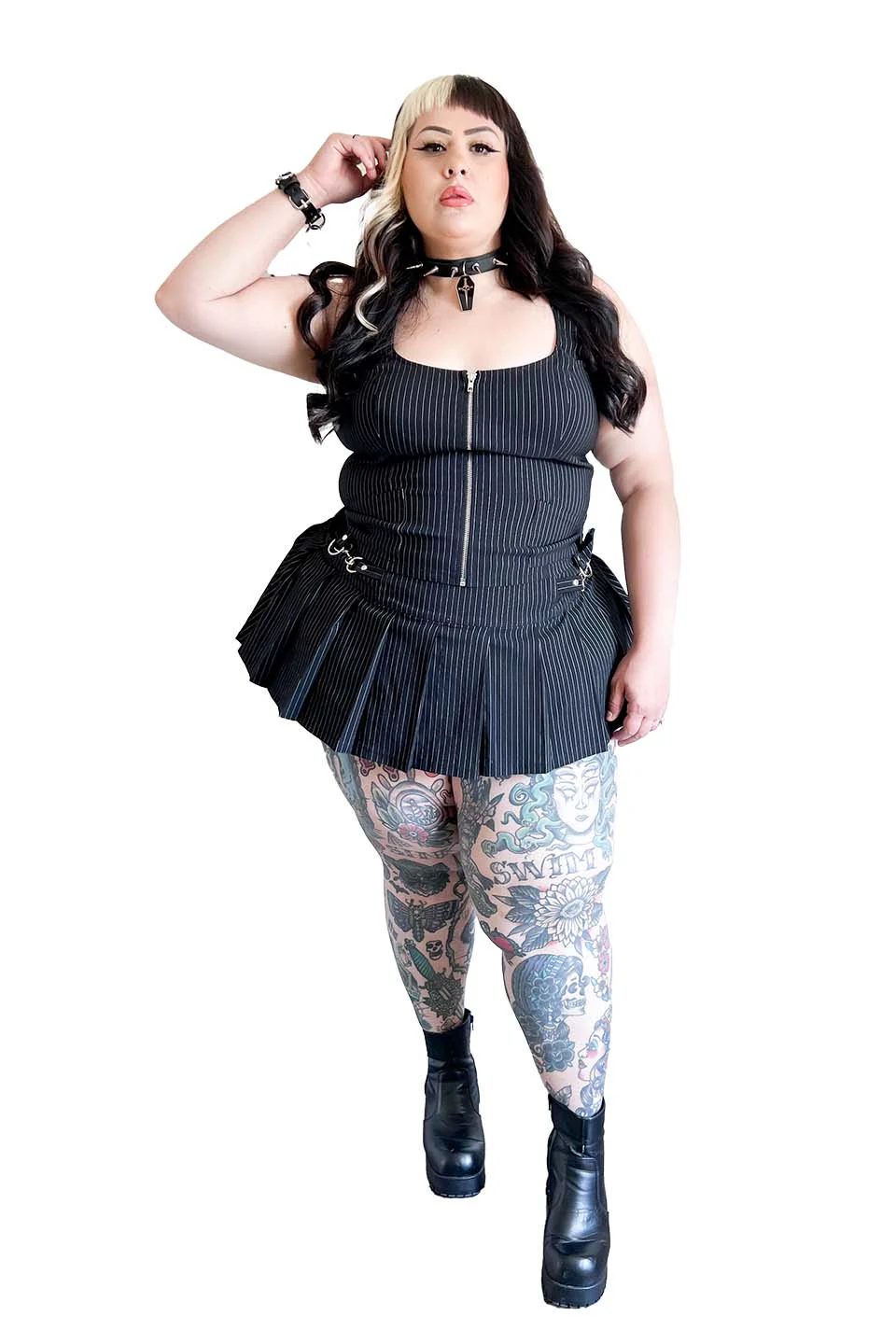 Pinstriped Gangsta Pranksta Corset Top - Carmen - Image 4